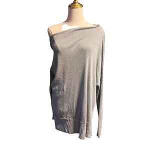 We the Free Get Together Gray Long Sleeve Off Shoulder Shirt. Size Small
